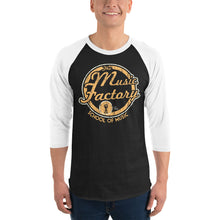 Load image into Gallery viewer, Music Factory Large Logo Unisex 3/4 sleeve raglan shirt