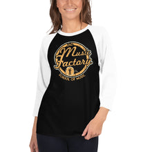 Load image into Gallery viewer, Music Factory Large Logo Unisex 3/4 sleeve raglan shirt